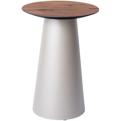 Hnědý dubový odkládací stolek Marco Barotti 45 cm s matnou stříbrnou podnoží Marco Barotti