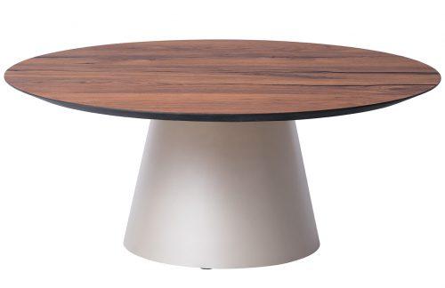Hnědý dubový konferenční stolek Marco Barotti 90 cm s matnou stříbrnou podnoží Marco Barotti
