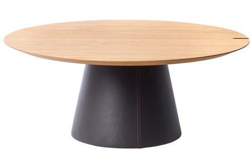 Dubový konferenční stolek Marco Barotti 90 cm s koženou podnoží Marco Barotti