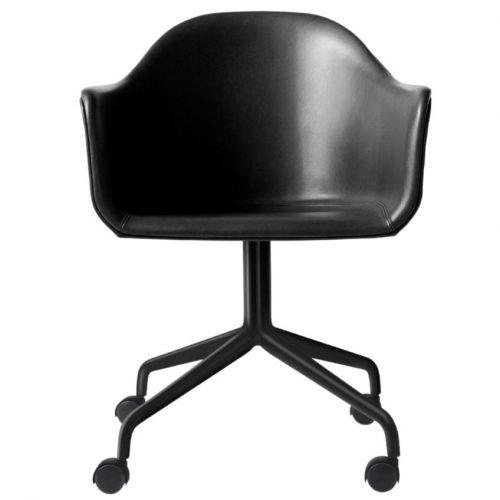 Černá kožená konferenční židle MENU HARBOUR s černou podnoží MENU