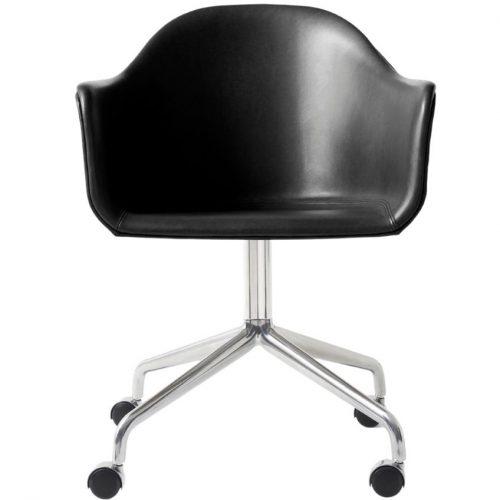 Černá kožená konferenční židle MENU HARBOUR s chromovou podnoží MENU