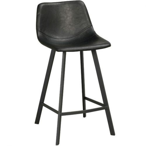 Černá koženková barová židle ROWICO AUBURN 65 cm ROWICO