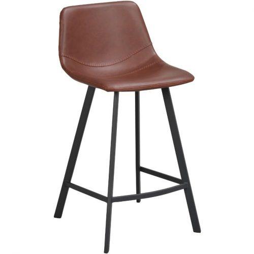 Hnědá koženková barová židle ROWICO AUBURN 65 cm ROWICO