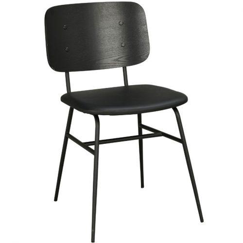 Černá jasanová jídelní židle s koženkovým sedákem ROWICO BRENT ROWICO