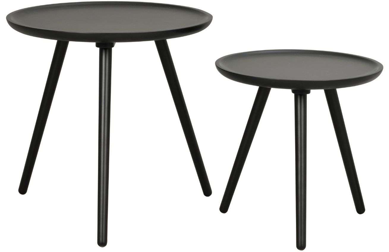 Set dvou černých lakovaných odkládacích stolků ROWICO DAISY 50/40 cm ROWICO