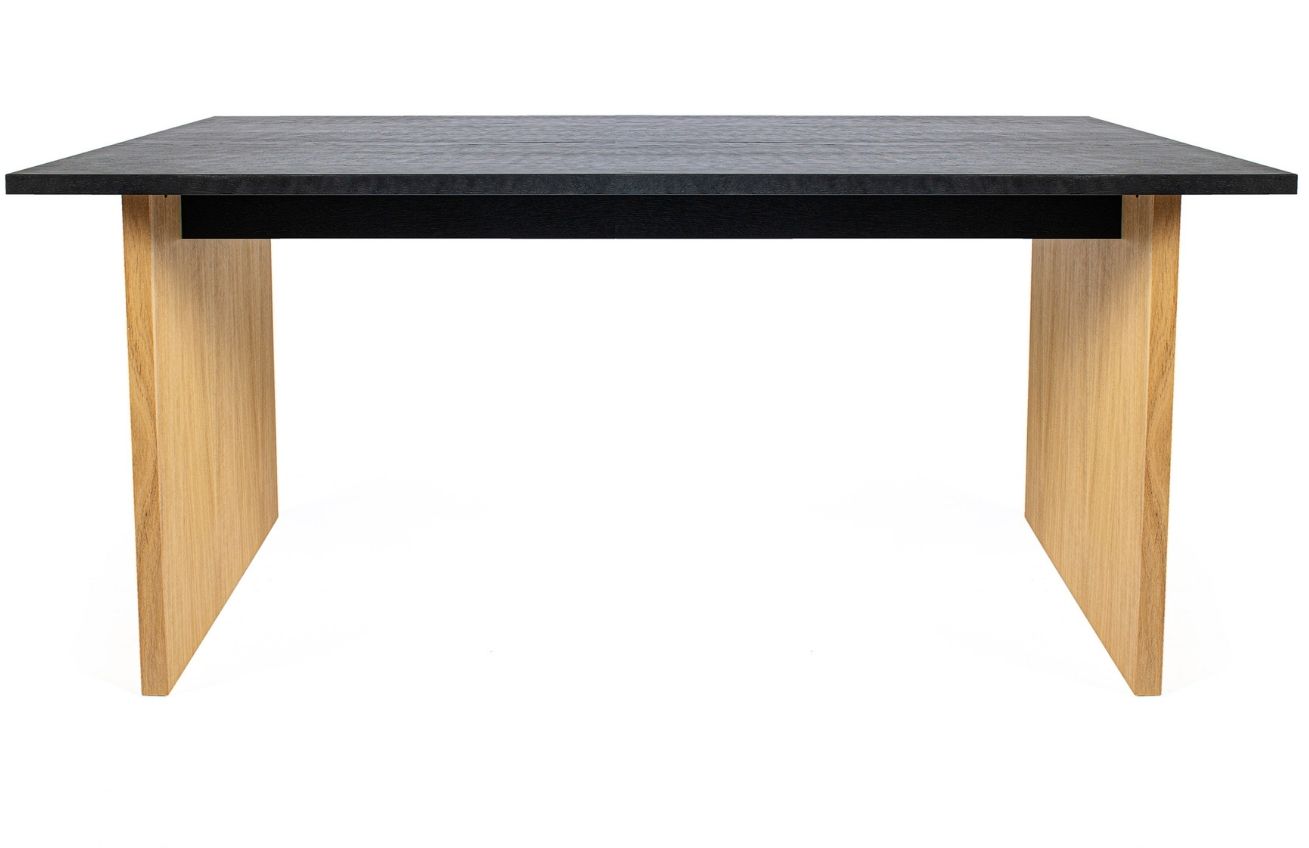 Dubový jídelní stůl Woodman Stripe 160x90 cm s černou deskou Woodman
