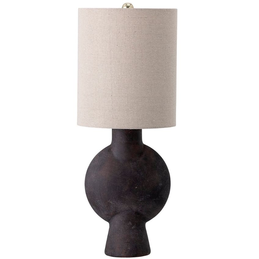 Hnědá terakotová stolní lampa se lněným stínidlem Bloomingville Sergio Bloomingville