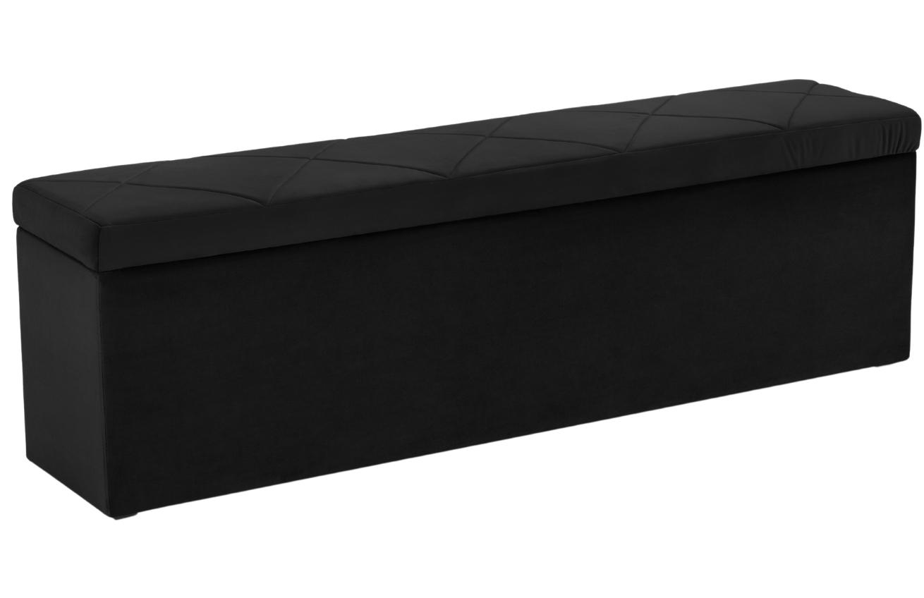 Černá sametová lavice s úložným boxem Windsor & Co Superb 140 cm Windsor & Co