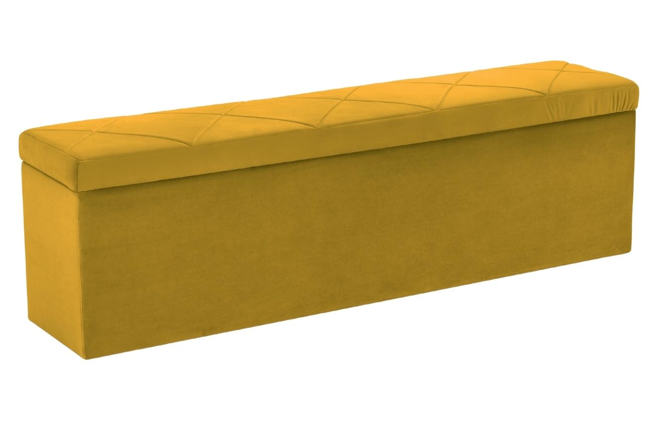 Hořčicově žlutá sametová lavice s úložným boxem Windsor & Co Superb 180 cm Windsor & Co