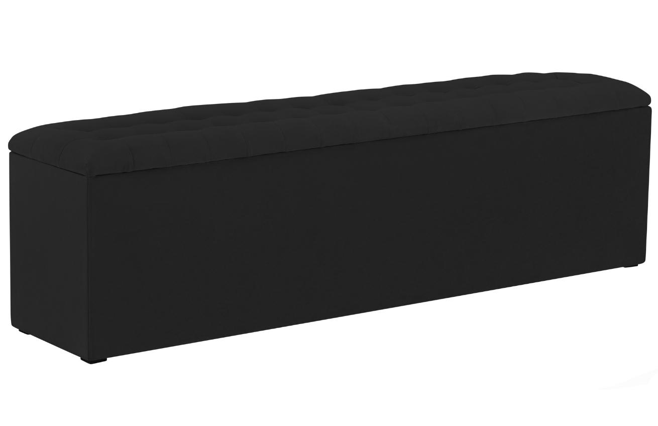 Černá látková lavice s úložným boxem Windsor & Co Nova 130 cm Windsor & Co