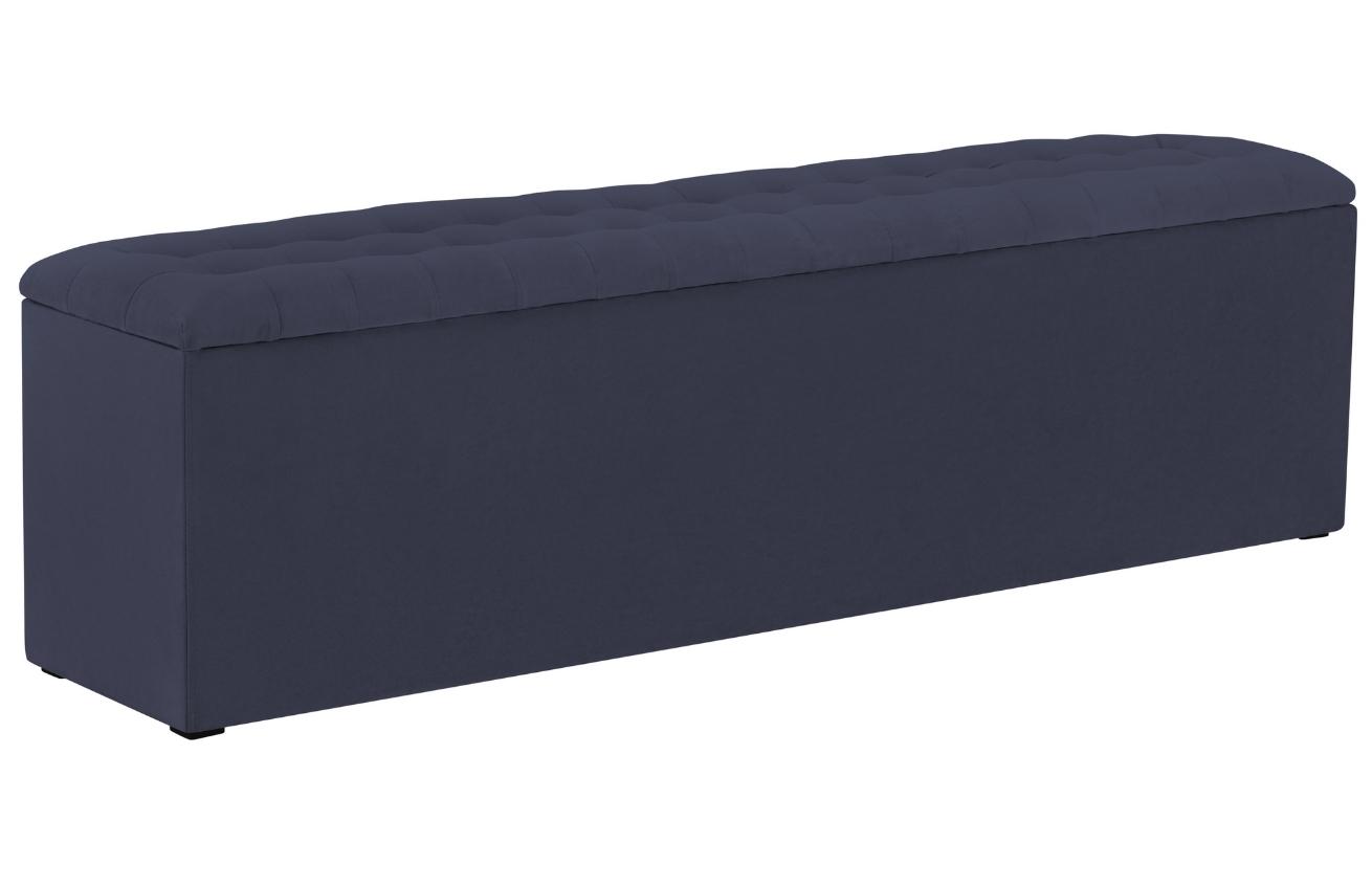 Tmavě modrá látková lavice s úložným boxem Windsor & Co Nova 130 cm Windsor & Co