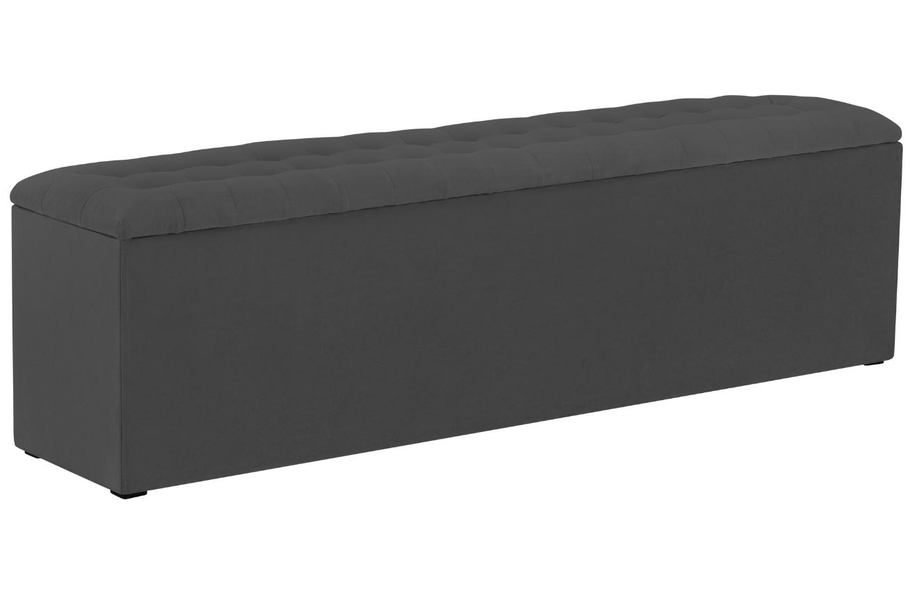Tmavě šedá látková lavice s úložným boxem Windsor & Co Nova 150 cm Windsor & Co