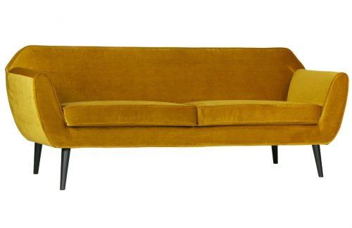 Hoorns Okrově žlutá sametová dvoumístná pohovka Sanba 187 cm Hoorns