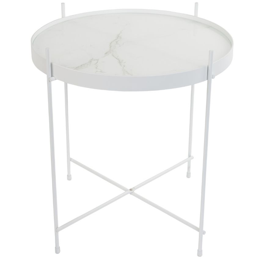 Bílý mramorový odkládací stolek ZUIVER CUPID Ø 43 cm Zuiver