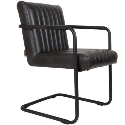 Černá koženková jídelní židle DUTCHBONE Stitched s područkami Dutchbone