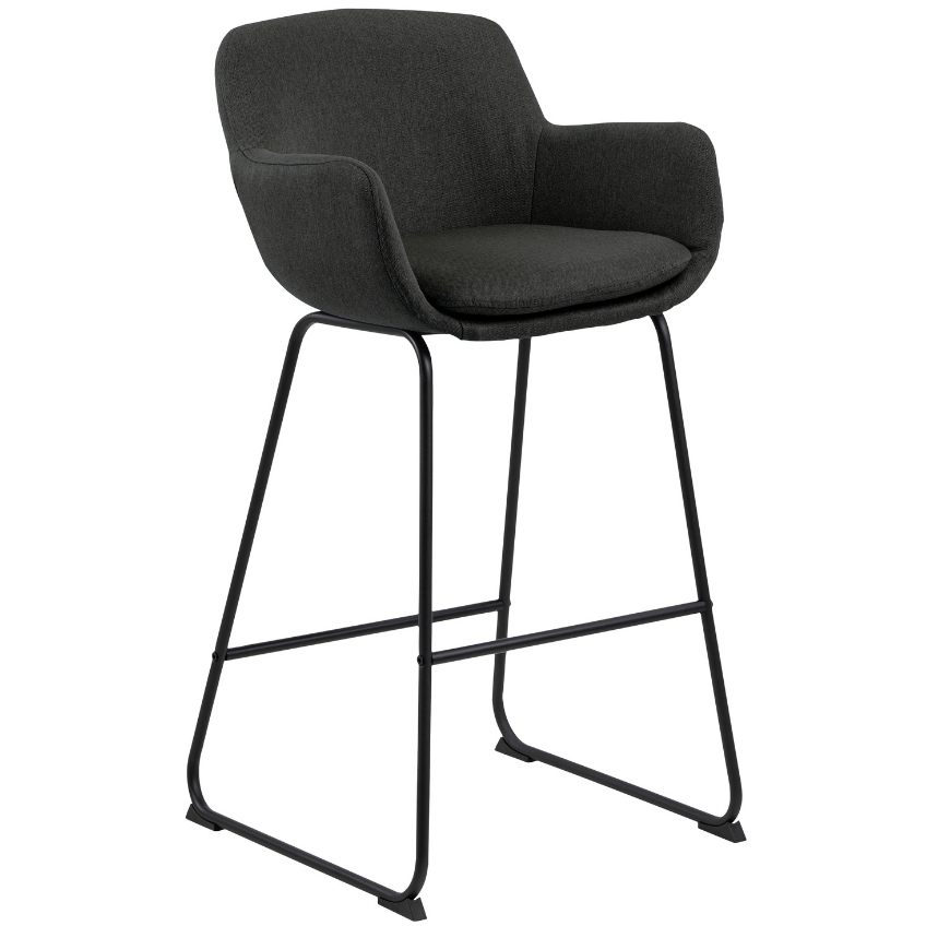 SCANDI Tmavě šedá látková barová židle Tara 76 cm SCANDI