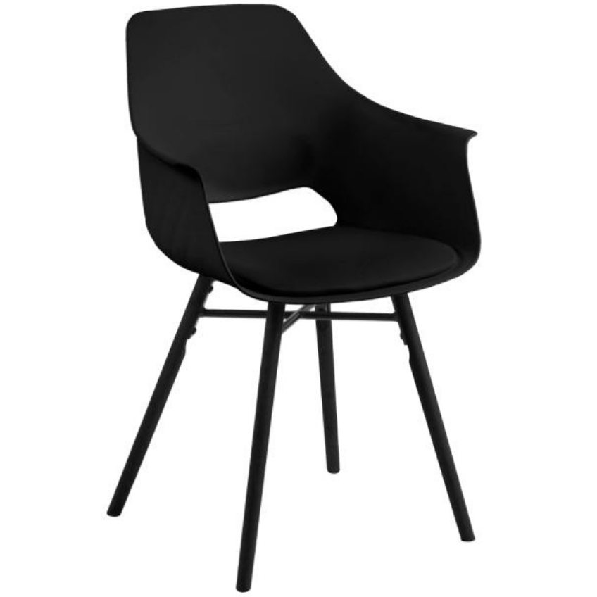 SCANDI Černá plastová jídelní židle Gamora s černou podnoží SCANDI