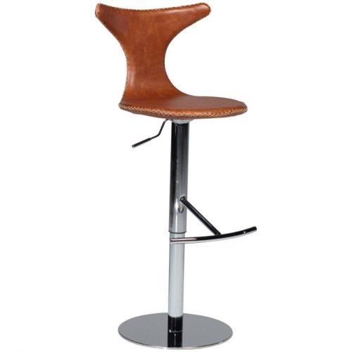 Hnědá kožená barová židle DAN-FORM Dolphin 53-80 cm DAN-FORM