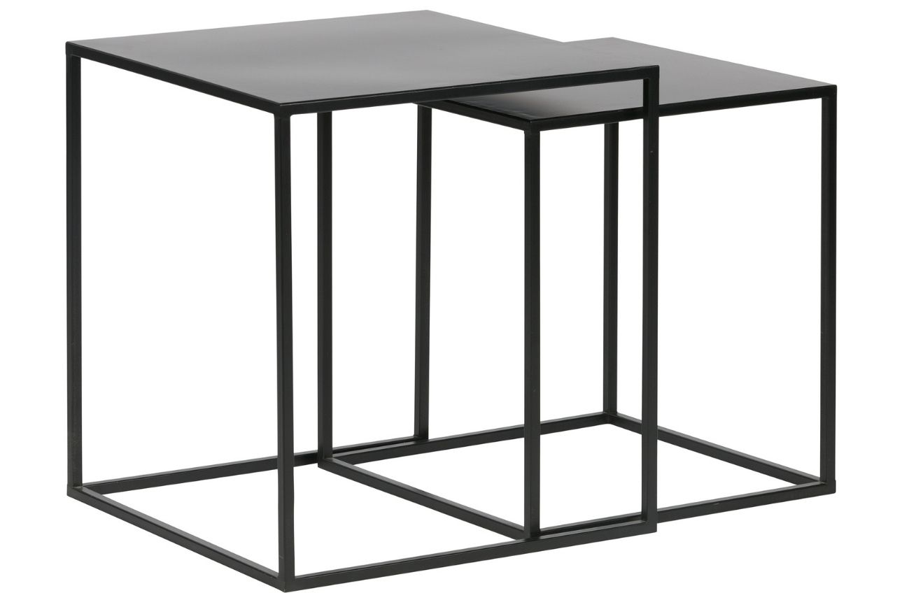Hoorns Set dvou černých odkládacích stolků Nodens 40 x 40/45 x 45 cm Hoorns