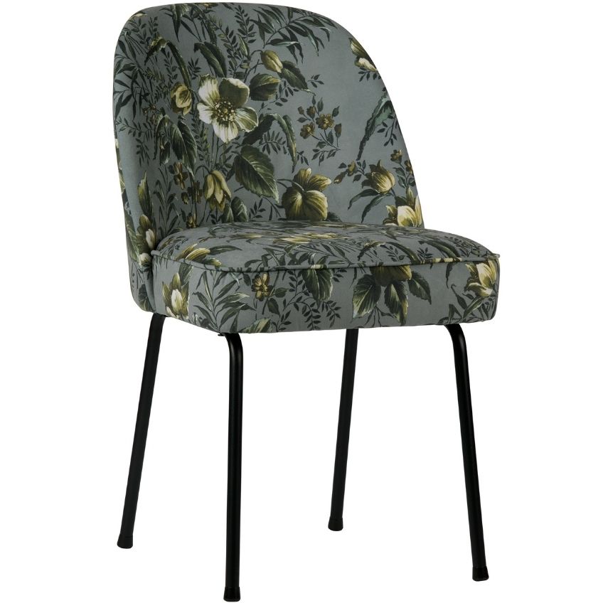 Hoorns Šedá sametová jídelní židle Tergi s květinovým vzorem Hoorns