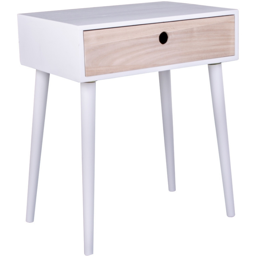 Nordic Living Bílý dřevěný noční stolek Feda 32 x 45 cm Nordic Living
