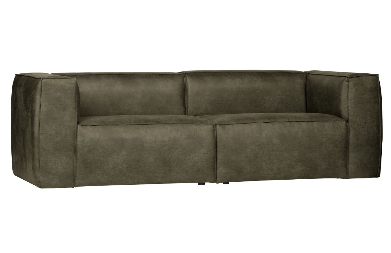 Hoorns Zelená koženková třímístná pohovka Bearny 246 cm Hoorns
