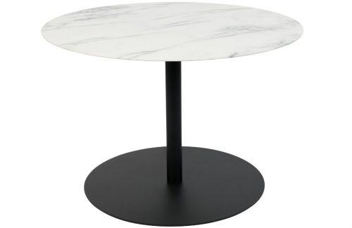 Bílý mramorový konferenční stolek ZUIVER SNOW ROUND M s černou podnoží 60 cm Zuiver