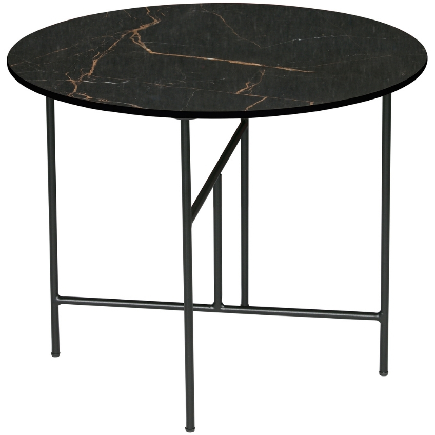 Hoorns Černý kovový konferenční stolek Tatum 60 cm s keramickou deskou Hoorns