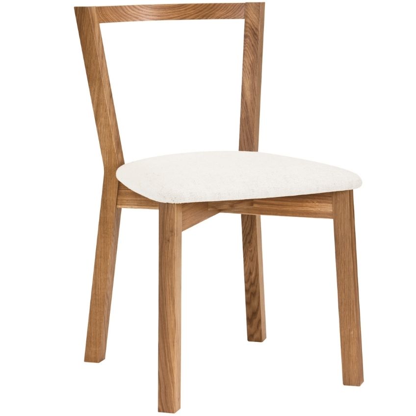 Bílá látková jídelní židle Woodman Cee s dubovou podnoží Woodman