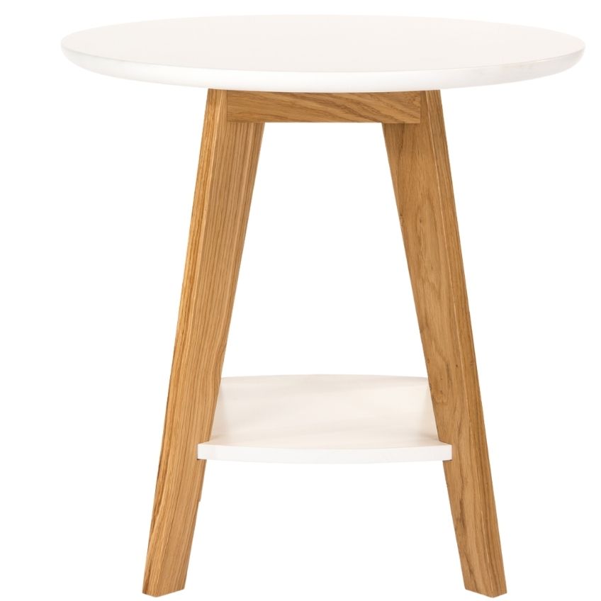 Bílý konferenční stolek Woodman Kensal 55 cm s dubovou podnoží Woodman