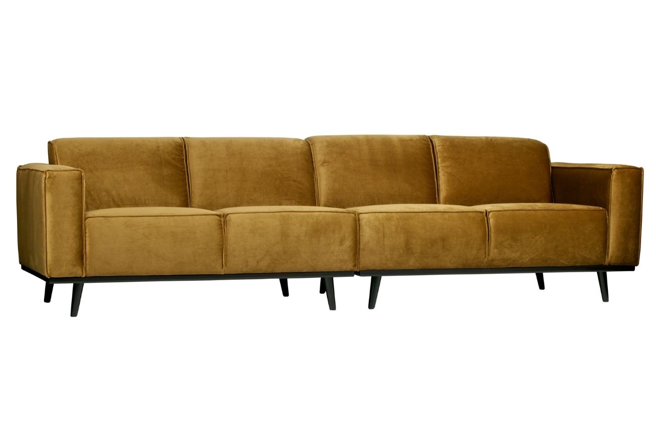 Hoorns Medově žlutá sametová čtyřmístná pohovka Twilight 280 cm Hoorns