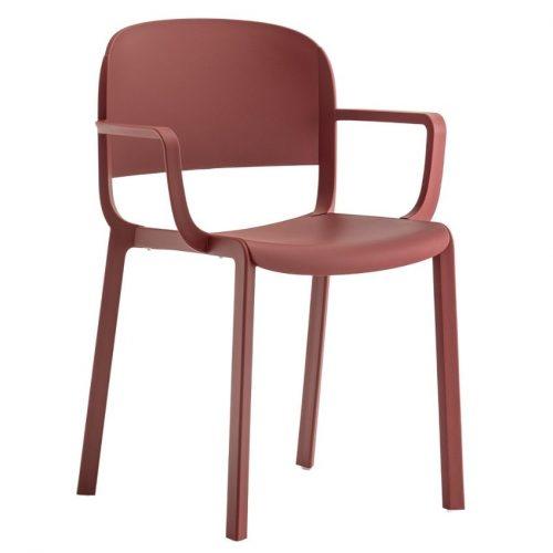 Pedrali Červená plastová jídelní židle Dome 265 s područkami Pedrali