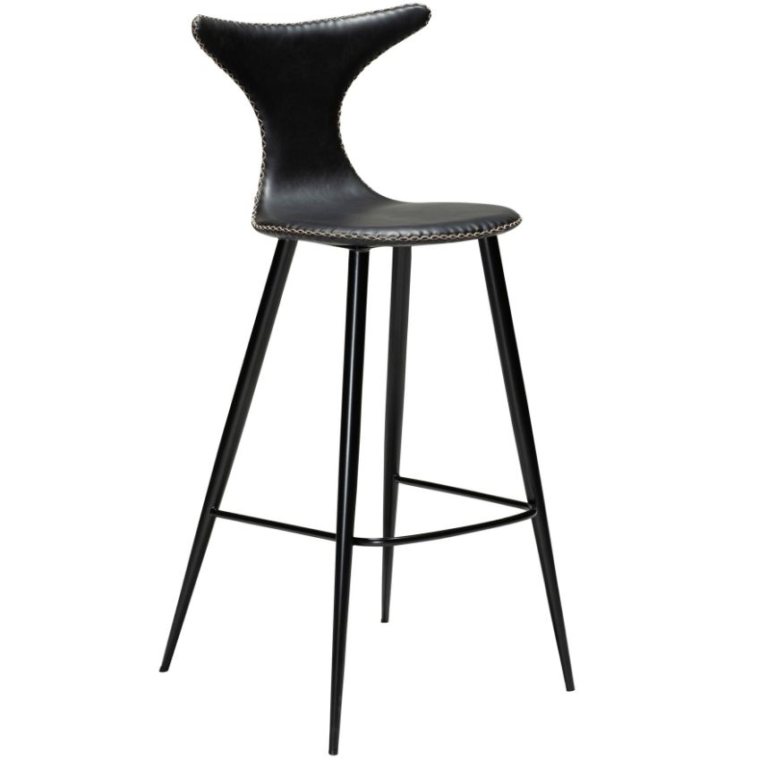 Černá koženková barová židle DAN-FORM Dolphin 76 cm DAN-FORM
