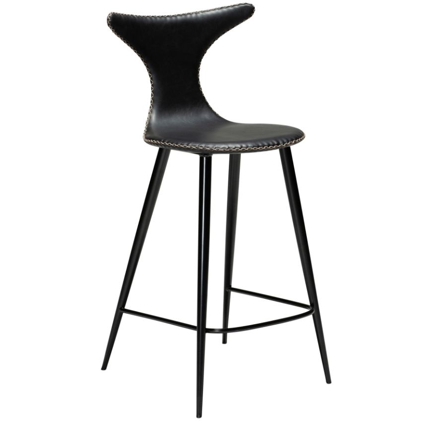 Černá koženková barová židle DAN-FORM Dolphin 65 cm DAN-FORM