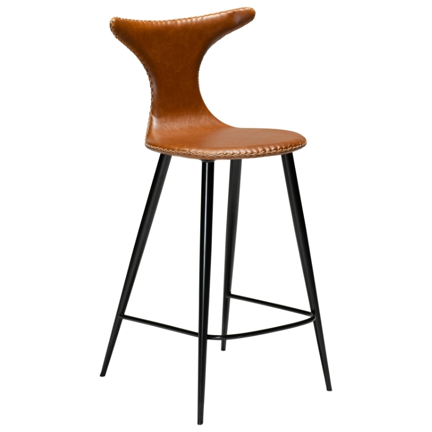 Hnědá koženková barová židle DAN-FORM Dolphin 65 cm DAN-FORM