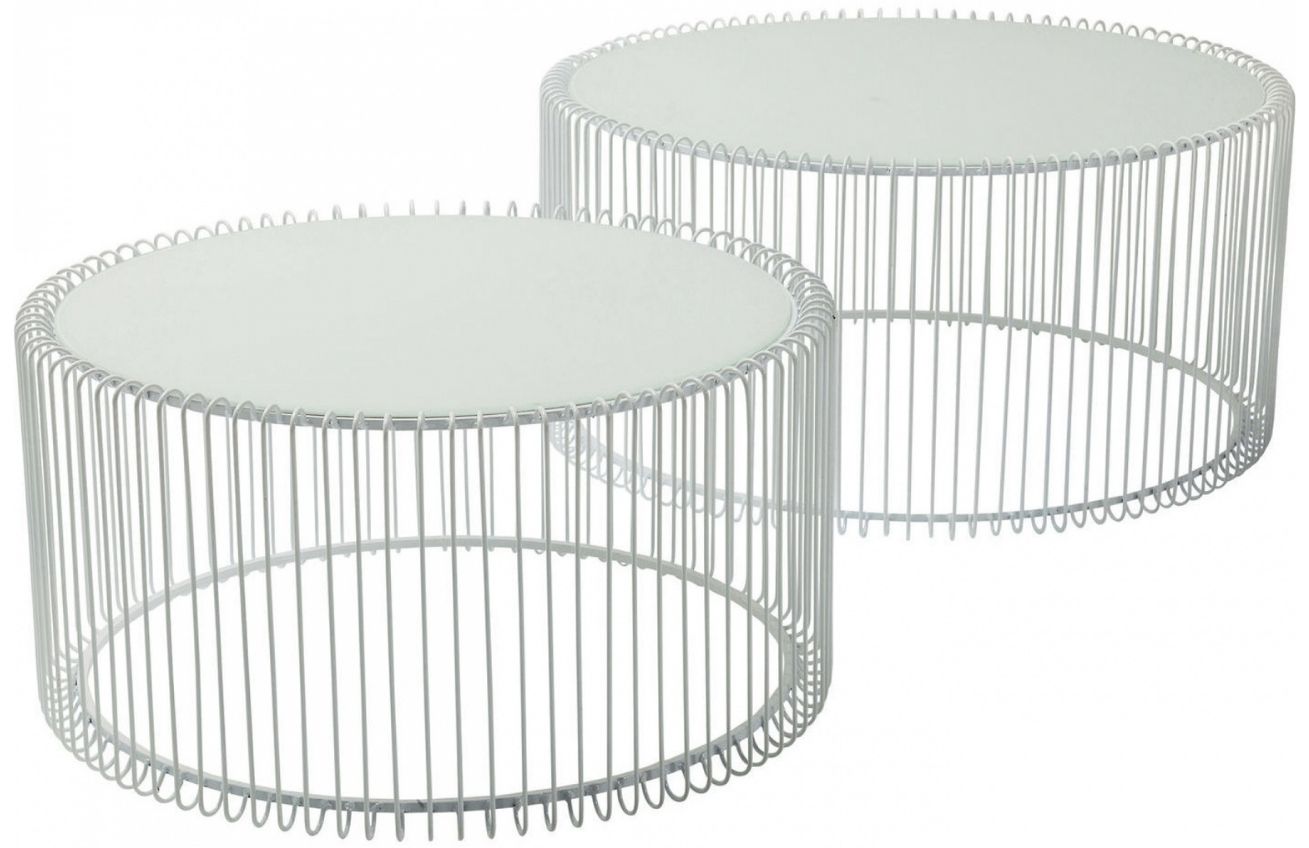 KARE DESIGN Set dvou bílých kovových konferenčních stolků Wire 69