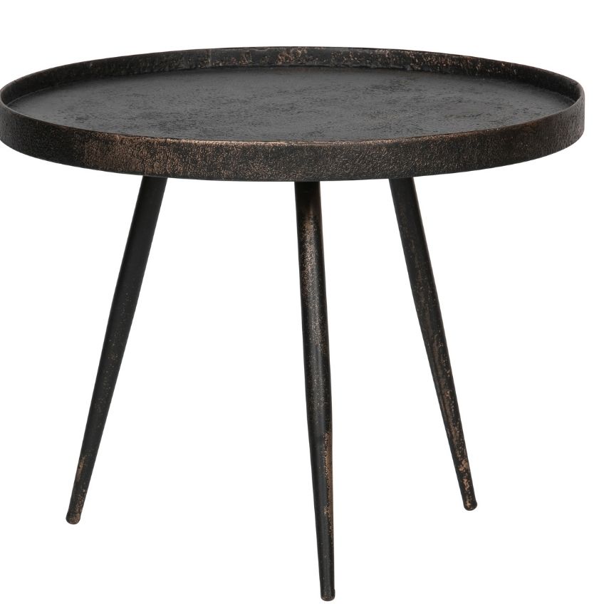 Hoorns Černý kovový konferenční stolek Buster L s patinou 58 cm Hoorns