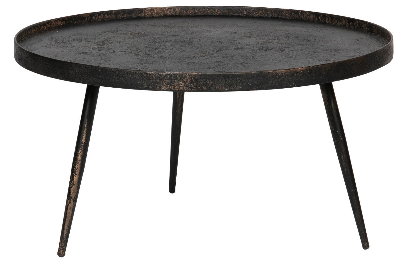 Hoorns Černý kovový konferenční stolek Buster XL s patinou 76 cm Hoorns