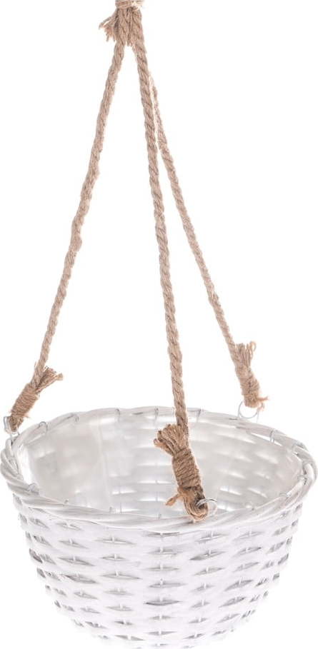 Bílý závěsný proutěný květináč Dakls