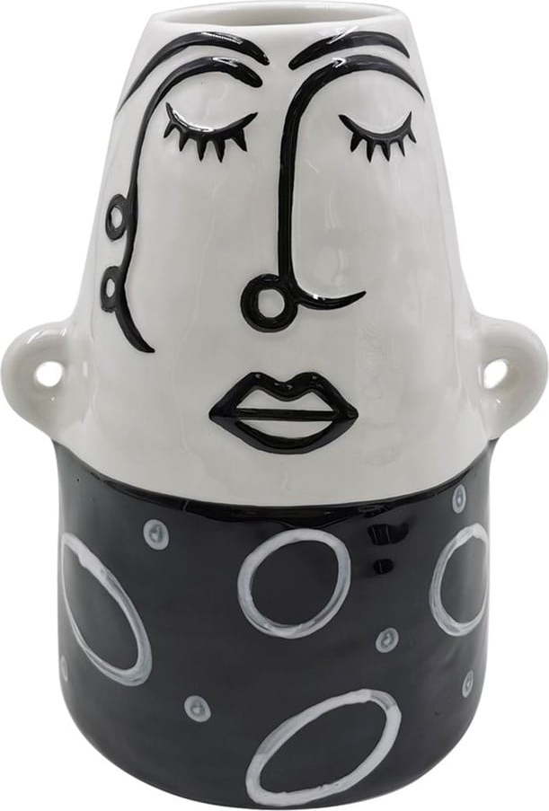 Černo-bílá porcelánová váza Mauro Ferretti Thinking Face Mauro Ferretti