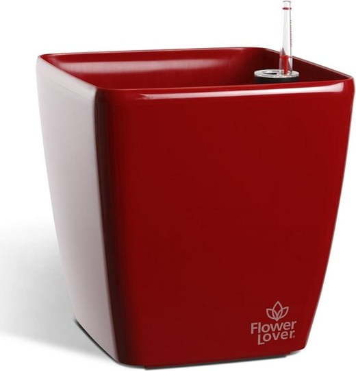 Červený samozavlažovací květináč Flower Lover Quadrato