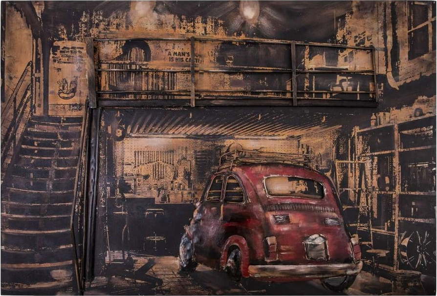 Dekorativní kovová cedule Antic Line Garage Voiture Rouge