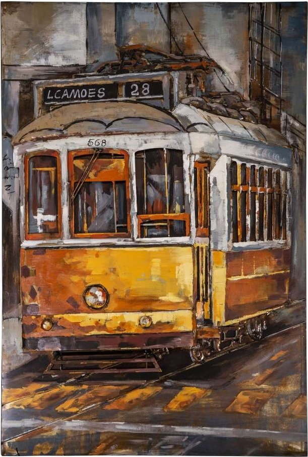 Dekorativní kovová cedule Antic Line Tramway Jaune