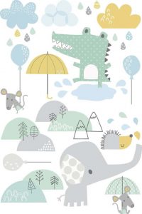 Dětsk&eacute; samolepky na zeď Ambiance Animals in the Rain Ambiance