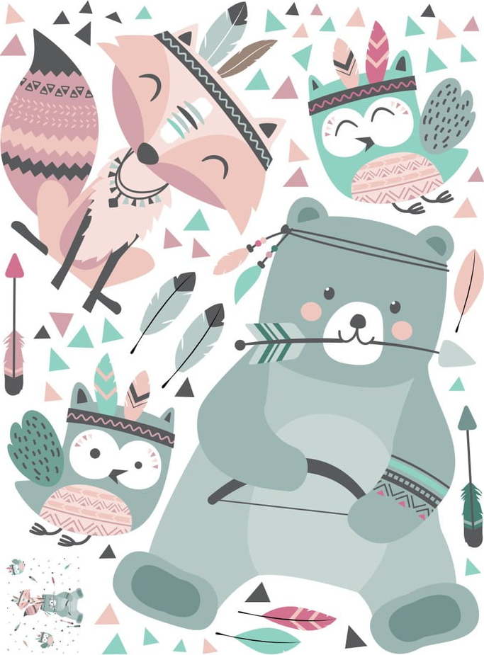 Dětské samolepky na zeď Ambiance Bear Indian Calm Ambiance