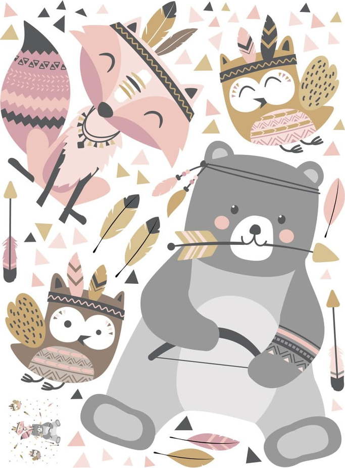 Dětské samolepky na zeď Ambiance Bear Indian Sweet Ambiance