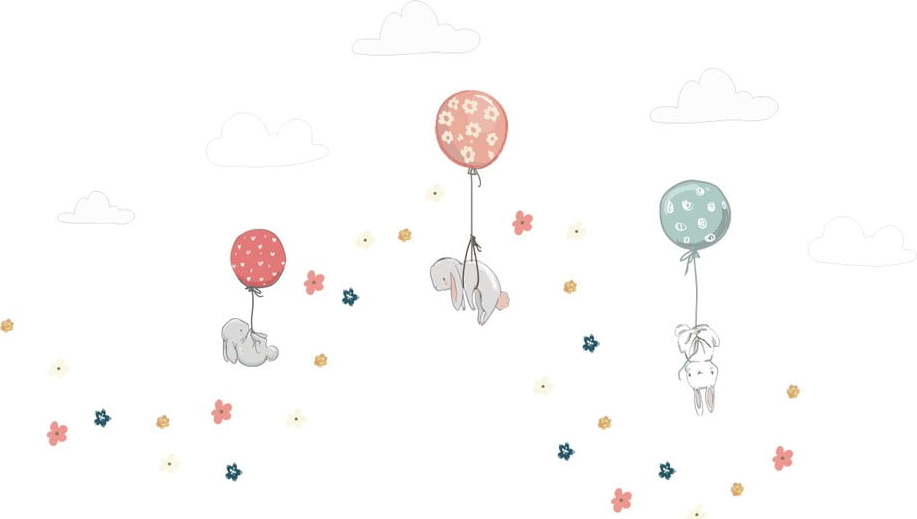 Dětské samolepky na zeď Ambiance Bunnies in the Sky Ambiance