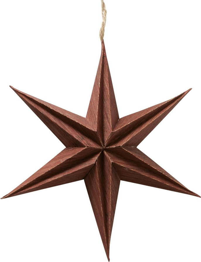 Hnědá vánoční papírová závěsná dekorace ve tvaru hvězdy Boltze Kassia