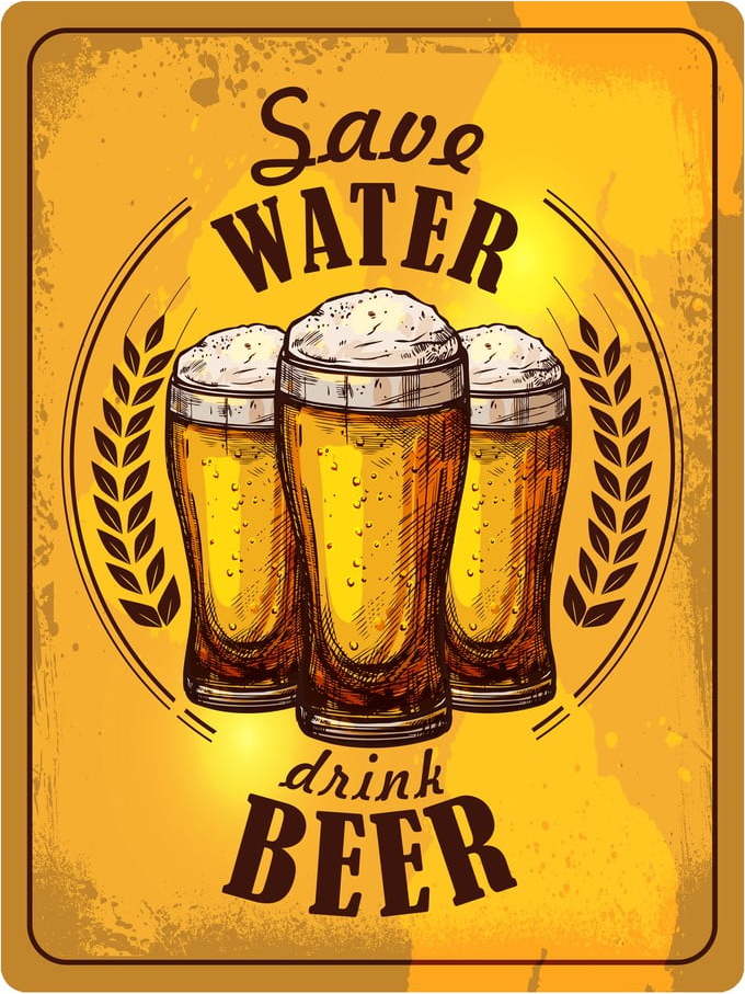 Nástěnná dekorativní cedule Postershop Save Water Drink Beer Postershop