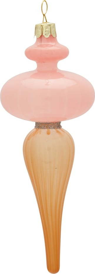 Oranžovo-růžová skleněná ozdoba Green Gate Green Gate